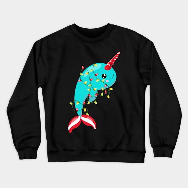 Christmas Lights Narwhal Crewneck Sweatshirt by DANPUBLIC